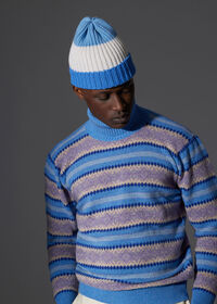 Paul Stuart Cashmere Tricolor Rib Beanie, thumbnail 2