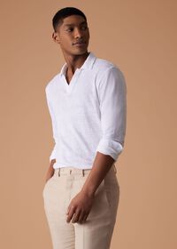 Paul Stuart Linen Johnny Collar Long Sleeve Pullover, thumbnail 2