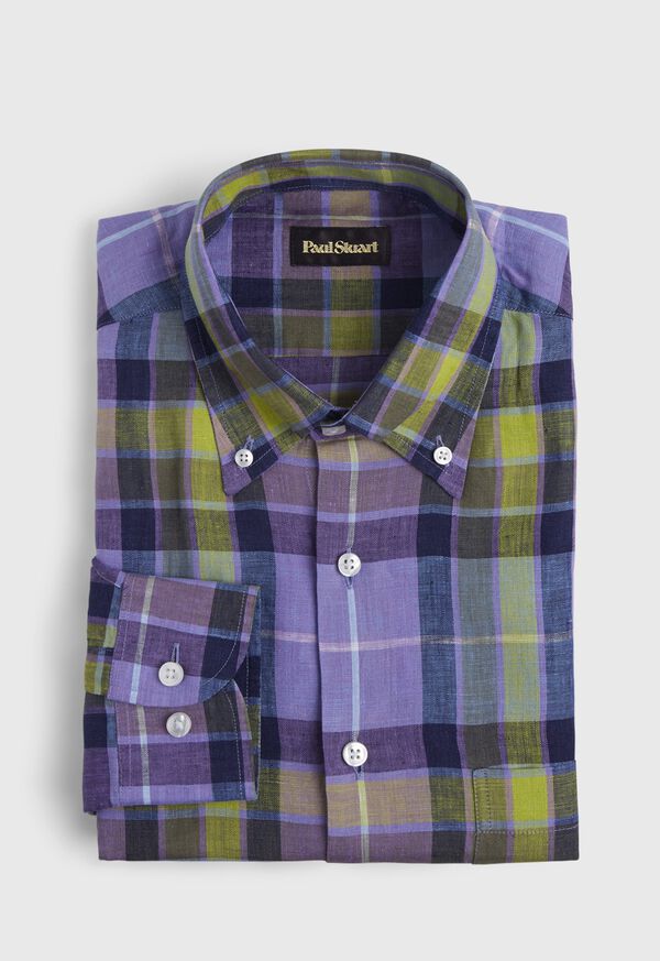 Paul Stuart Linen Multi Color Plaid Sport Shirt, image 1