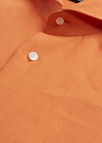 Paul Stuart Orange solid Short Sleeve Linen shirt, thumbnail 2