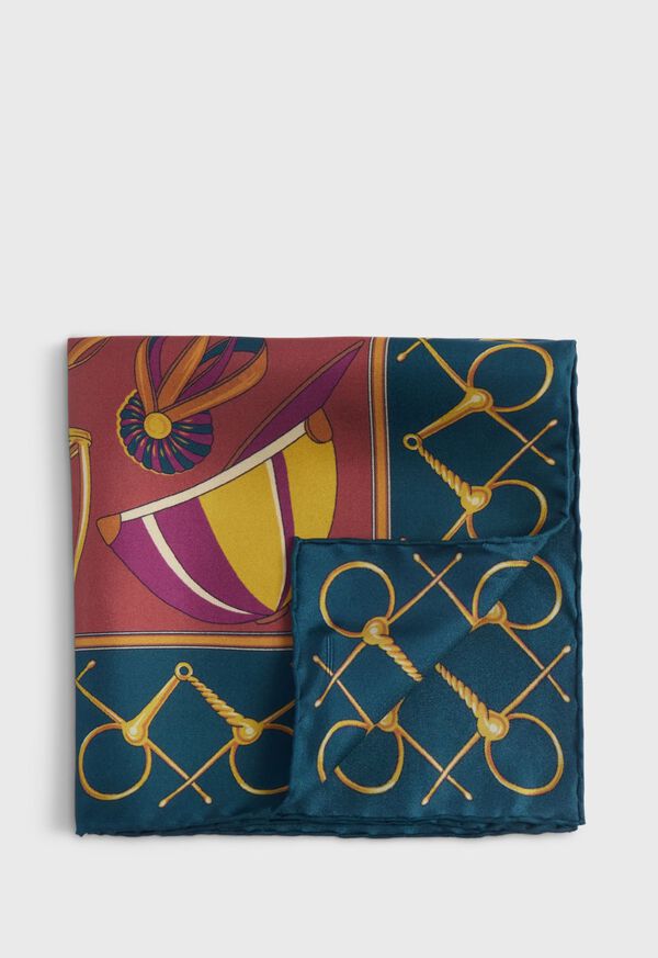 Paul Stuart Equestrian Printed Silk Pocket Square, image 1