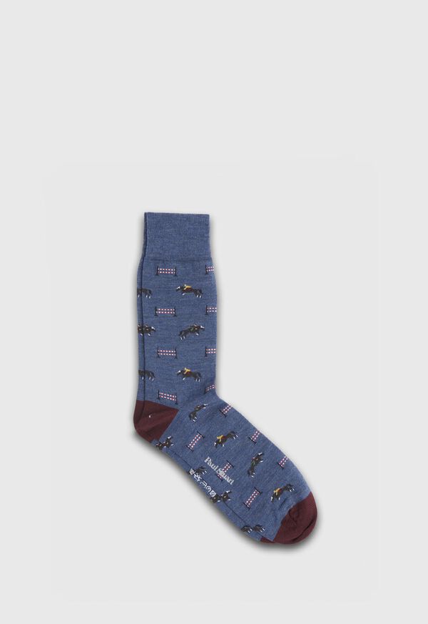 Paul Stuart Racing Horse Motif Wool Sock, image 1