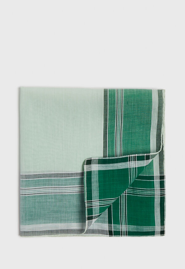 Paul Stuart Two Tone Satin Check Pocket Square, image 1