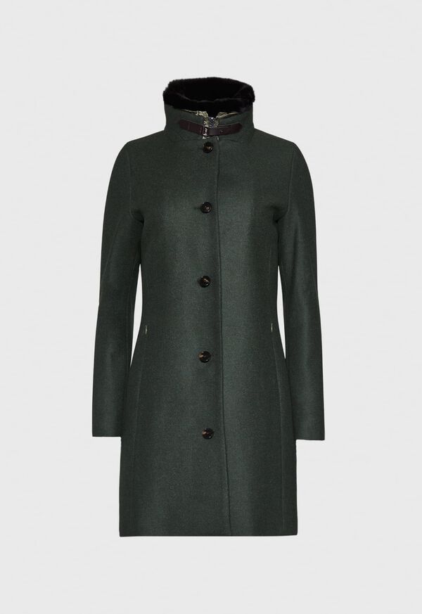 Paul Stuart Wool Blend Fur Coat with Built-In Vest, image 1