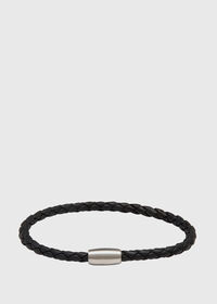 Paul Stuart Black Woven Leather Bracelet Magnetic Closure, thumbnail 1