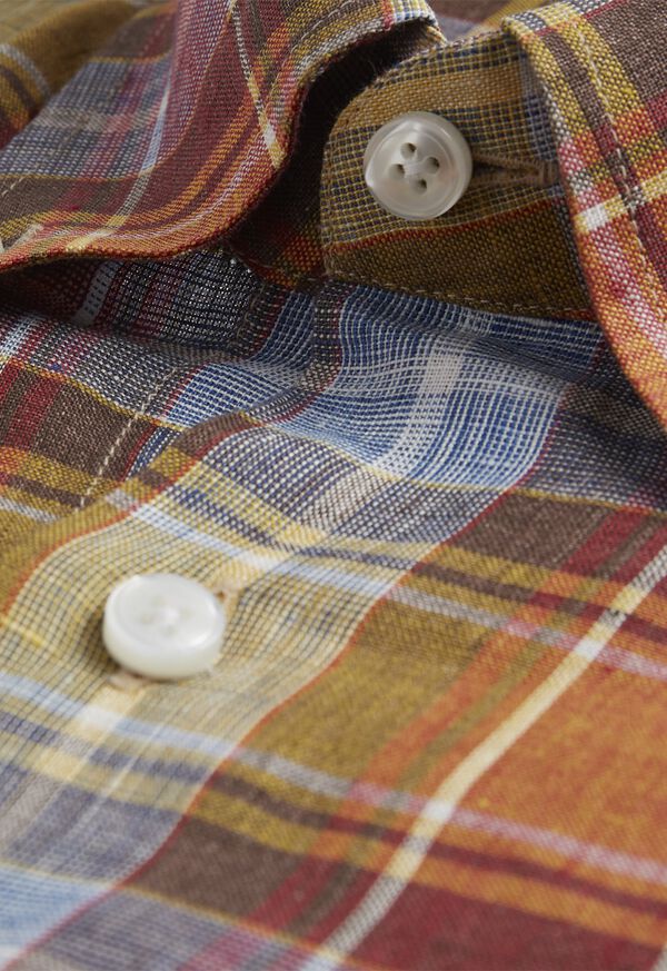 Paul Stuart Linen Plaid Sport Shirt, image 2