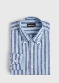 Paul Stuart Linen 2 Color Awning Stripe Sport Shirt, thumbnail 1