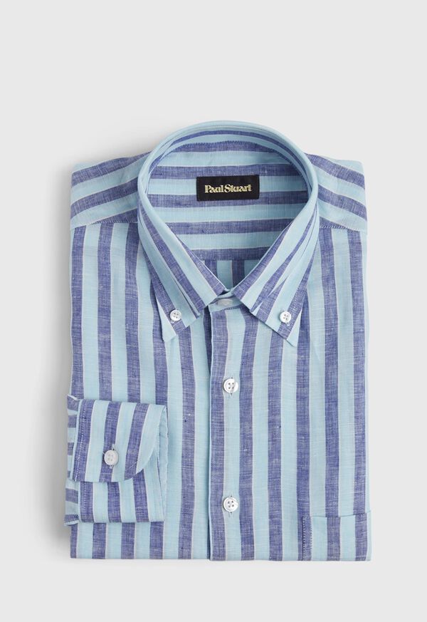 Paul Stuart Linen 2 Color Awning Stripe Sport Shirt