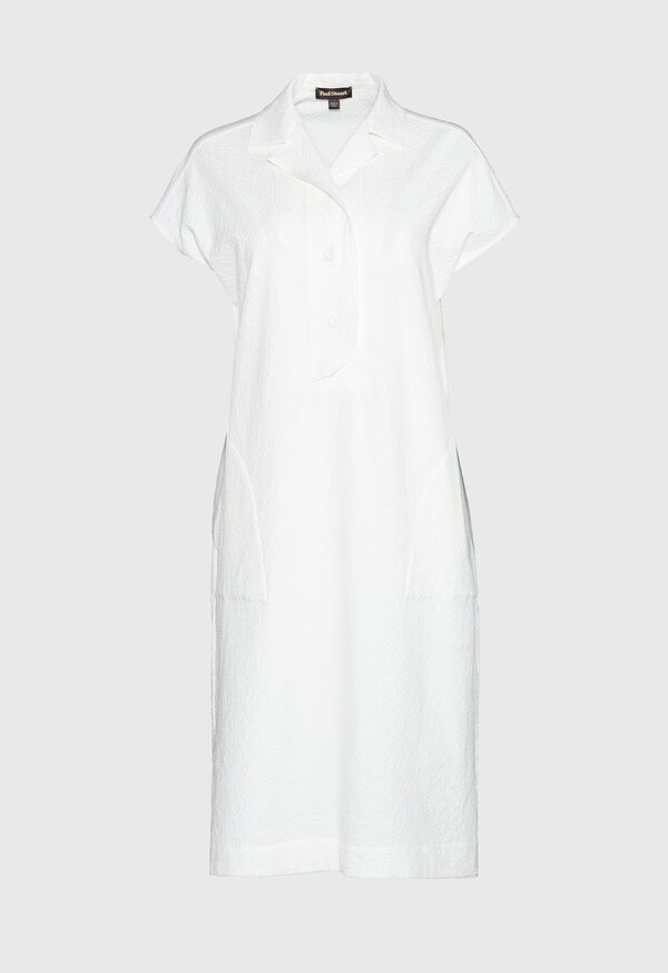 Paul Stuart White Seersucker Cap Sleeve Dress, image 1