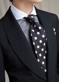 Paul Stuart Black & White Horizontal Stripe White Round Collar Shirt, thumbnail 2