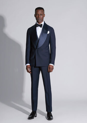 Paul Stuart Double Breasted Satin Shawl Lapel Tuxedo