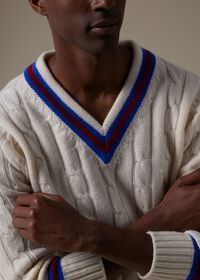 Paul Stuart Striped V-Neck Tennis Sweater, thumbnail 4