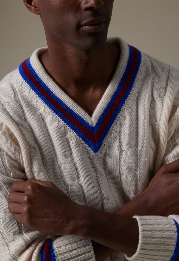 Paul Stuart Striped V-Neck Tennis Sweater, image 4