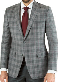 Paul Stuart Grey and Burgundy Plaid Super 130s Jacket, thumbnail 1