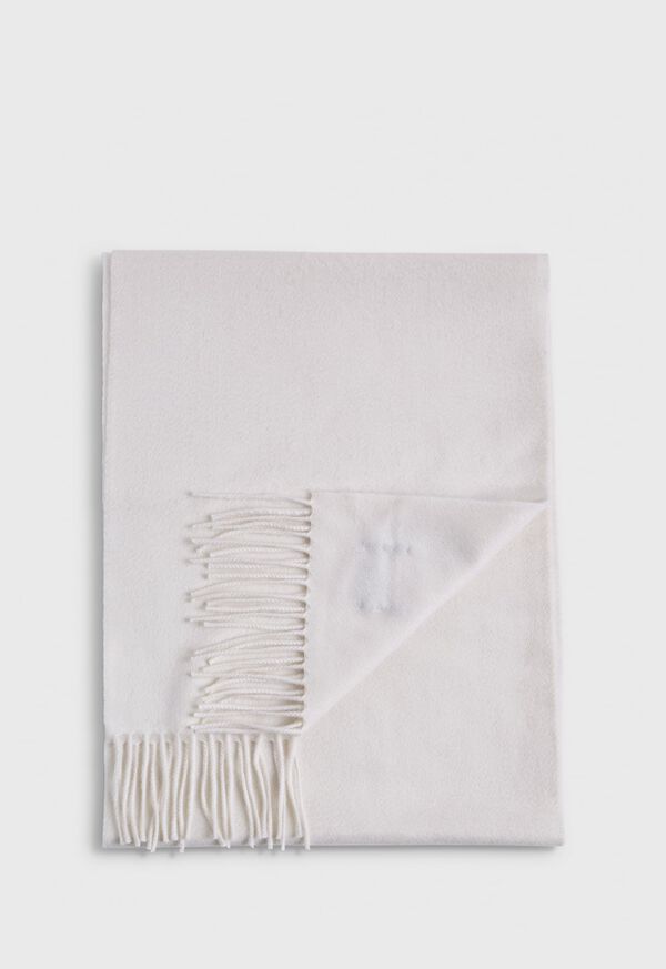 Paul Stuart Cashmere Solid Color Scarf with Embroidered Logo, image 6