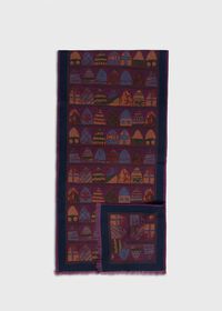 Paul Stuart Wool Printed Crest Scarf, thumbnail 1