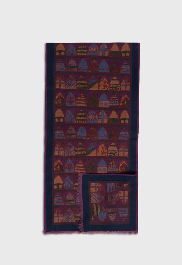 Paul Stuart Wool Printed Crest Scarf, image 1