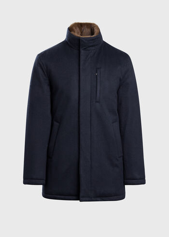 Paul Stuart Cashmere Coat with Faux Fur Collar