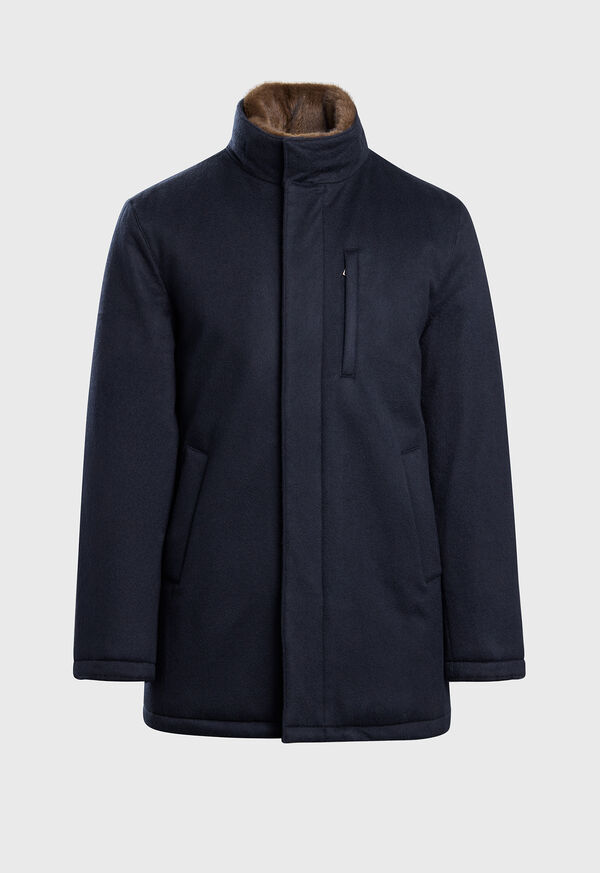 Paul Stuart Cashmere Coat with Faux Fur Collar, image 1