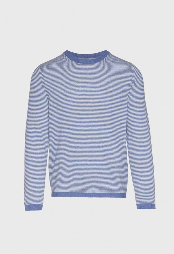 Paul Stuart Blue Striped Cashmere Crewneck Sweater