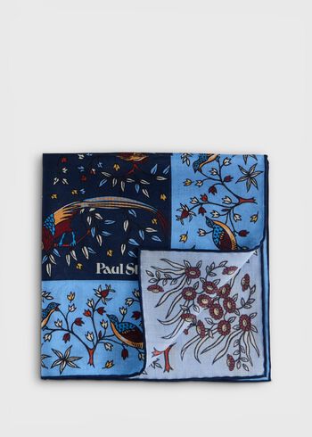Paul Stuart Wool & Silk Forest Print Pocket Square