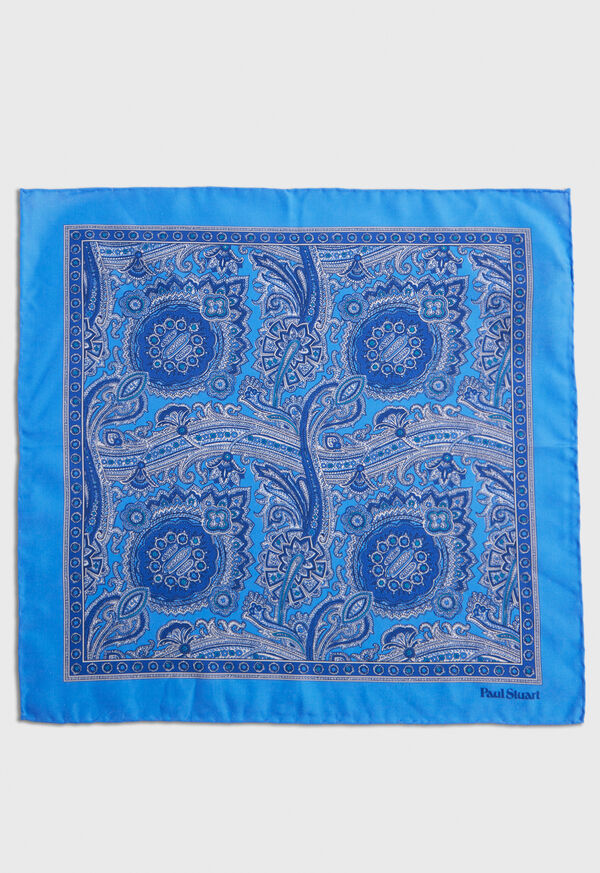 Paul Stuart Printed Habotai Silk Paisley Pocket Square, image 2