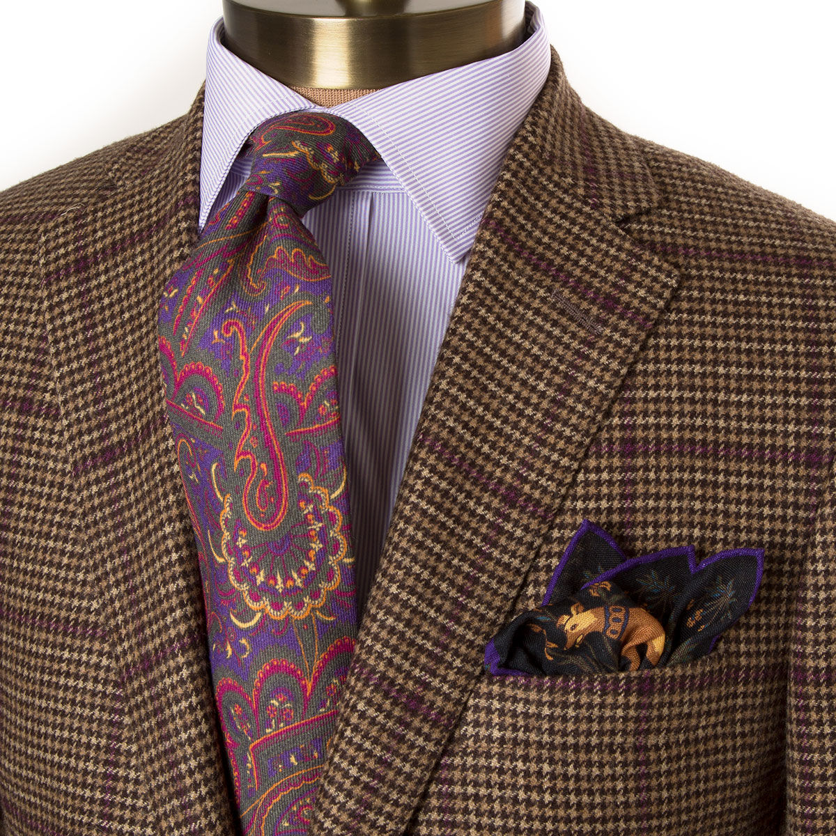 Stuart Fit Plaid Wool Sport Jacket with Windowpane Accent