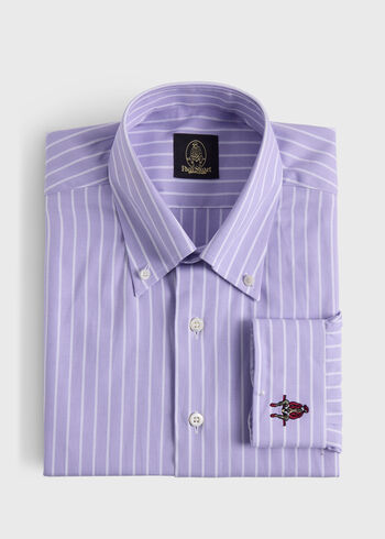 Paul Stuart Wide Striped Oxford Logo Sport Shirt