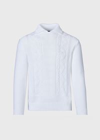 Paul Stuart Aran Cable Mock Neck Cotton Sweater, thumbnail 1