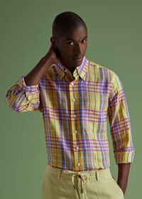 Paul Stuart Linen Plaid Sport Shirt, thumbnail 2