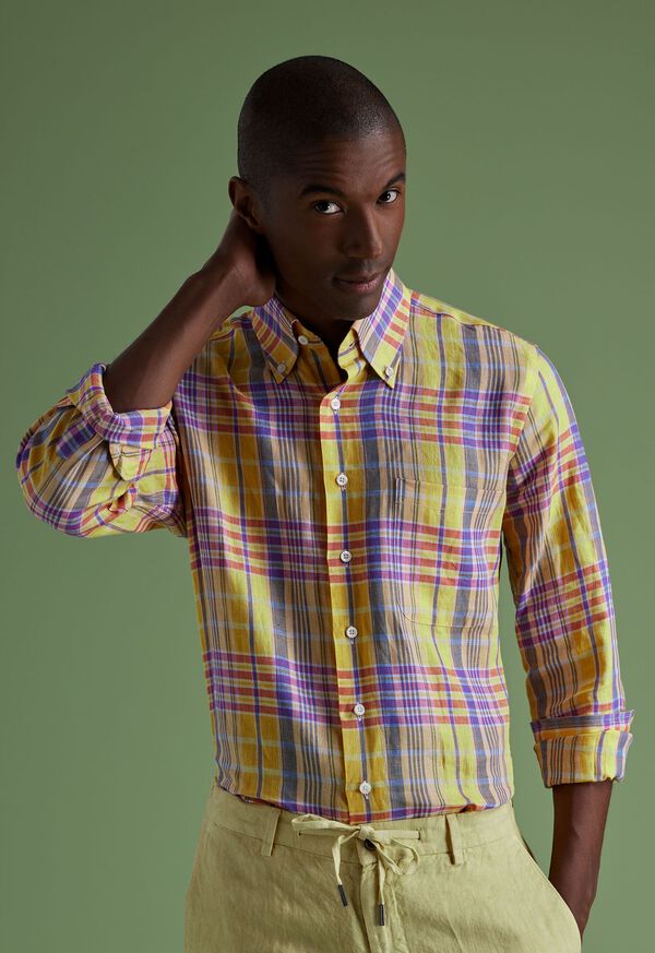 Paul Stuart Linen Plaid Sport Shirt, image 2
