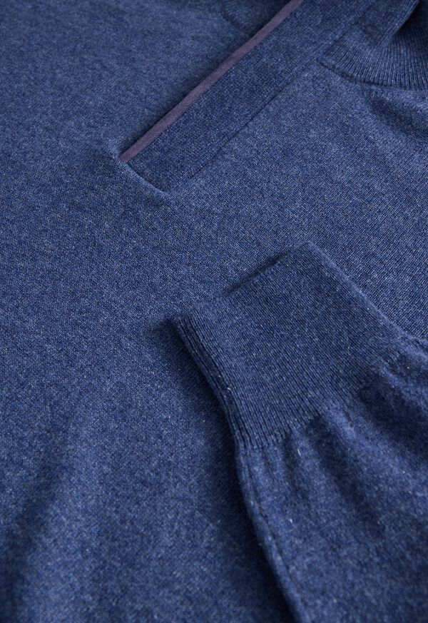 Paul Stuart Cashmere Quarter Zip With Suede Trim, image 2