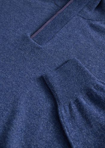 Paul Stuart Cashmere Quarter Zip With Suede Trim