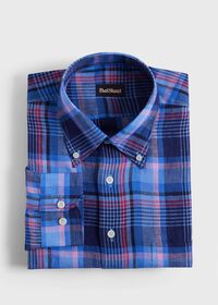 Paul Stuart Linen Plaid Sport Shirt, thumbnail 1