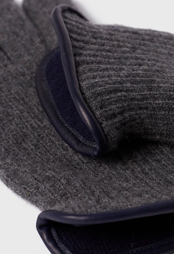 Paul Stuart Cashmere Ribbed Glove with Leather Trim Cuff, image 2