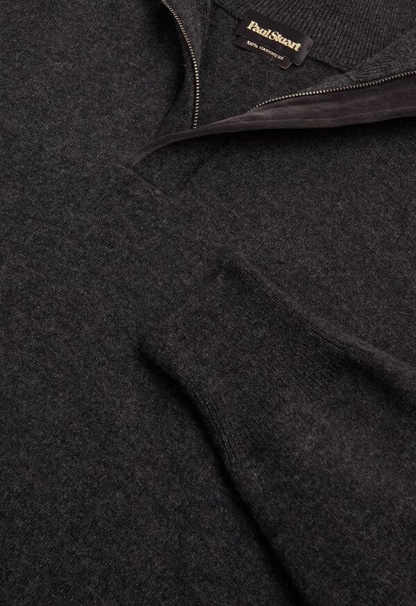 Paul Stuart Cashmere 1/4 Zip Sweater with Tonal Suede Under-Placket, image 2