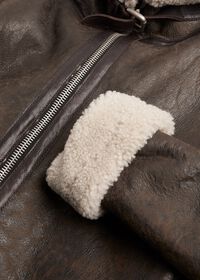 Paul Stuart Grey Shearling Bomber Jacket, thumbnail 2
