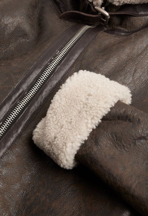 Paul Stuart Grey Shearling Bomber Jacket, image 2