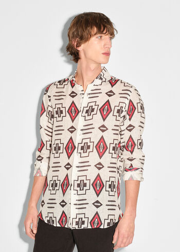 Paul Stuart Printed Linen Sport Shirt