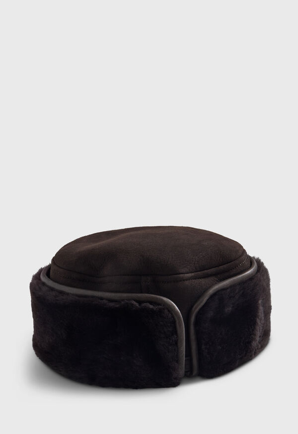 Paul Stuart Round Shearling Hat with Snaps, image 1