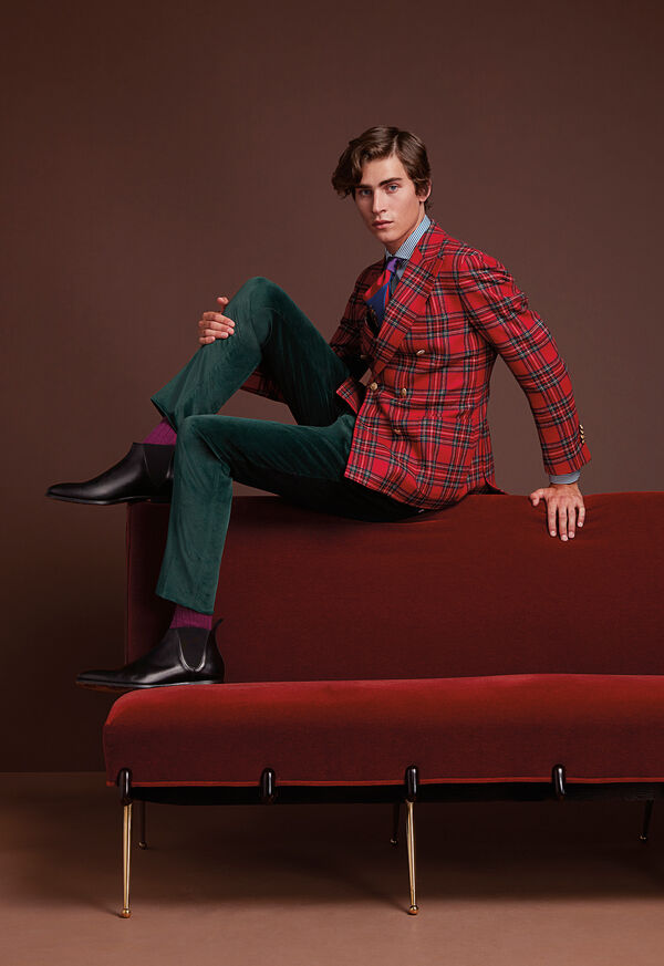 Paul Stuart Wool Red Tartan Double Breasted Jacket, image 2