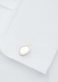 Paul Stuart Sterling Silver Double Oval Cuff Links, thumbnail 2