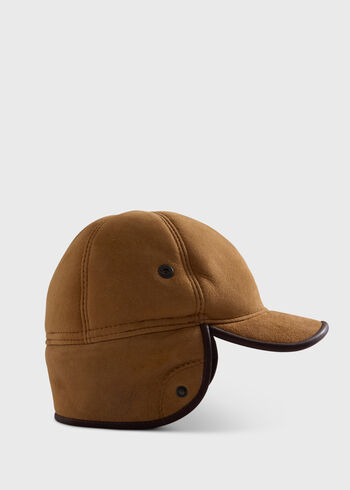 Paul Stuart Sheepskin Hat with Leather Trim