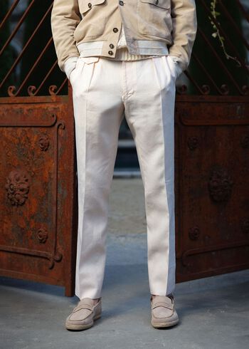 Paul Stuart Linen Washed Pleated Front Trouser