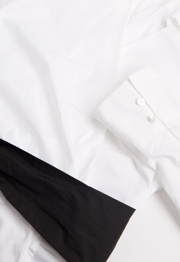 Paul Stuart Poplin Wrap Around Blouse withBlk Belt & Open Collar, image 4