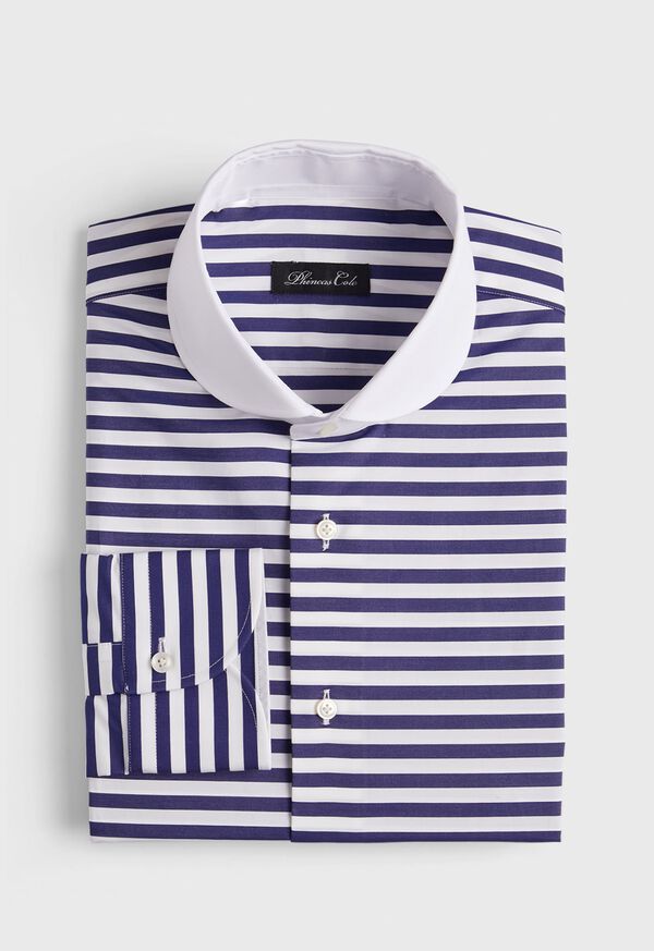 Paul Stuart Horizontal Stripe Round Collar Shirt