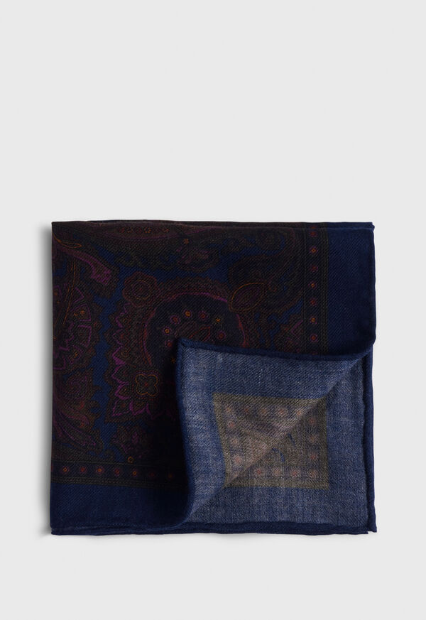 Paul Stuart Wool Paisley Pocket Square, image 1