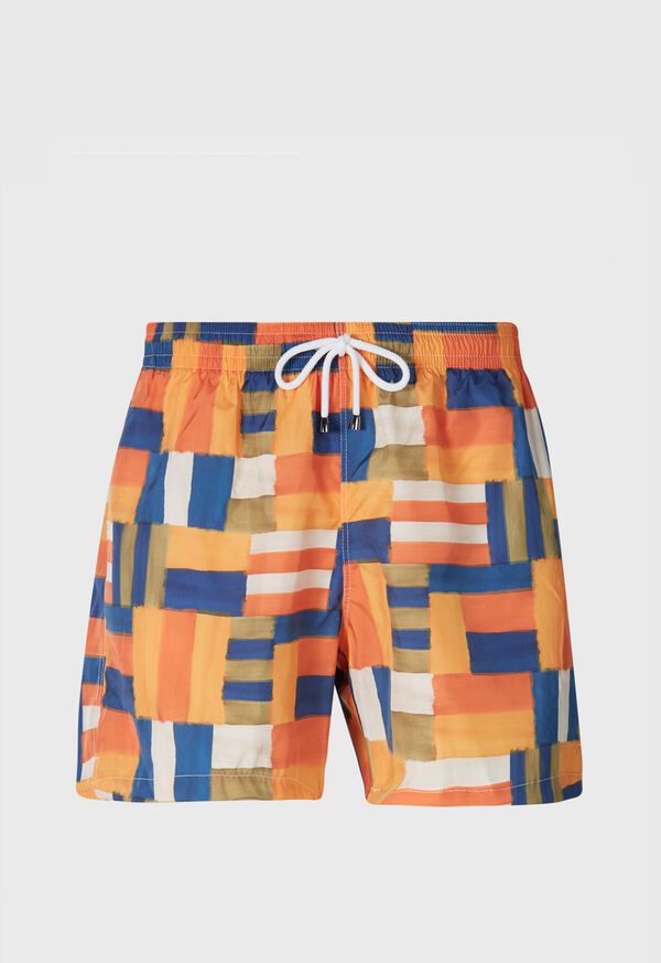 Paul Stuart Abstract Print Swim Trunk