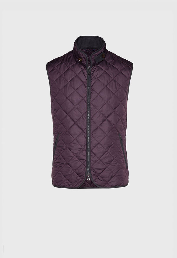 Nylon Quilted Vest with Piping