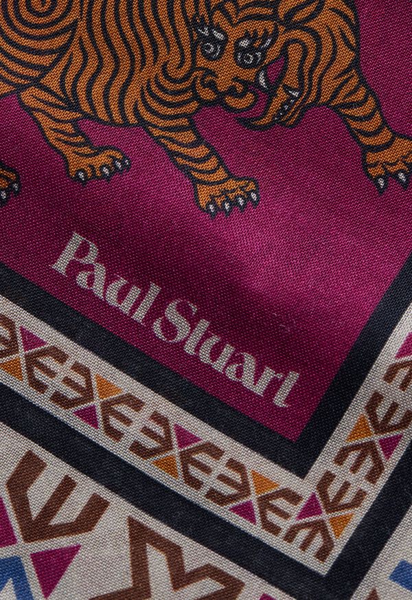 Paul Stuart Wool & Silk Tiger Print Pocket Square, image 3